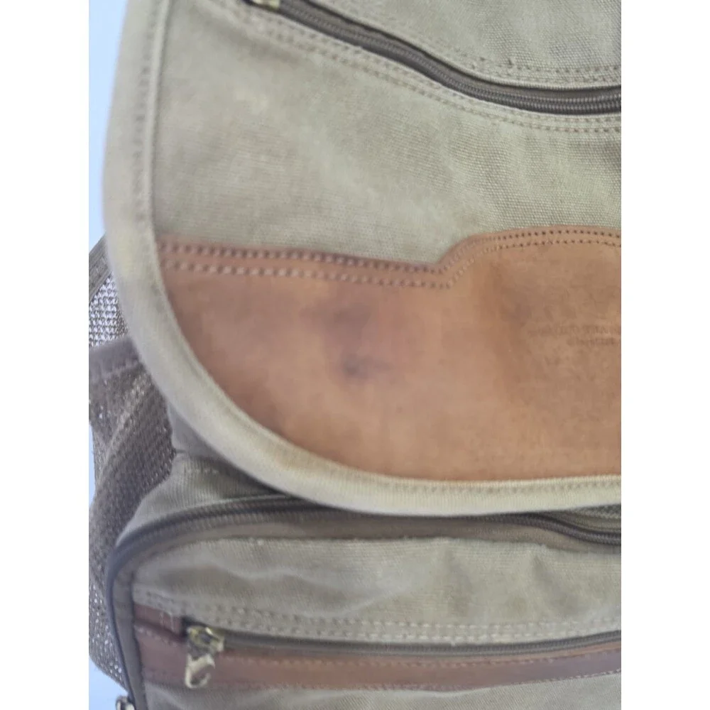 Vintage Orvis Battenkill Leather and Canvas Backpack Outdoor Travel Bag